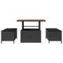 Conjunto de Comedor de Jardín de 3 Piezas con Cojines Negro de Poliratán y Acacia | Foro24.es | Tu tienda online para hogar, jardín y más Foro24.es