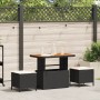 Set de Comedor de Jardín de 3 Piezas con Cojines Negro de Poliratán y Acacia | Foro24.es | Tu tienda online para hogar, jardín y más Foro24.es
