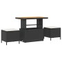 Set de Comedor de Jardín de 3 Piezas con Cojines Negro de Poliratán y Acacia | Foro24.es | Tu tienda online para hogar, jardín y más Foro24.es