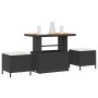 Set de Comedor de Jardín de 3 Piezas con Cojines Negro de Poliratán y Acacia | Foro24.es | Tu tienda online para hogar, jardín y más Foro24.es