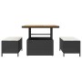 Set de Comedor de Jardín de 3 Piezas con Cojines Negro de Poliratán y Acacia | Foro24.es | Tu tienda online para hogar, jardín y más Foro24.es
