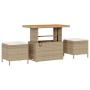 Juego de Comedor de Jardín de 3 Piezas con Cojines Beige Ratán Sintético Acacia | Foro24.es | Tu tienda online para hogar, jardín y más Foro24.es