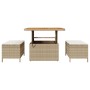 Juego de Comedor de Jardín de 3 Piezas con Cojines Beige Ratán Sintético Acacia | Foro24.es | Tu tienda online para hogar, jardín y más Foro24.es