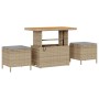 Conjunto de Jardín de Comedor de 3 Piezas con Cojines Beige de Poliratán y Acacia de , Conjuntos de jardín - Ref: Foro24-4200...