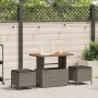 Conjunto de Comedor de Jardín de 3 Piezas con Cojines Gris en Poliratán y Acacia de , Conjuntos de jardín - Ref: Foro24-42007...