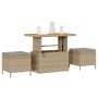 Conjunto de Jardín de Comedor de 3 Piezas con Cojines Beige de Poliratán y Acacia de , Conjuntos de jardín - Ref: Foro24-4200...