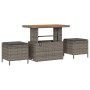 Conjunto de Comedor de Jardín de 3 Piezas con Cojines Gris en Poliratán y Acacia de , Conjuntos de jardín - Ref: Foro24-42007...