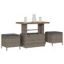 Conjunto de Comedor de Jardín de 3 Piezas con Cojines Gris en Poliratán y Acacia de , Conjuntos de jardín - Ref: Foro24-42007...