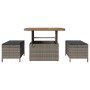 Conjunto de Comedor de Jardín de 3 Piezas con Cojines Gris en Poliratán y Acacia de , Conjuntos de jardín - Ref: Foro24-42007...