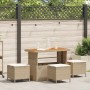 Conjunto de Comedor de Jardín de 4 Piezas con Cojines Beige de Ratán y Acacia | Foro24.es | Tu tienda online para hogar, jardín y más Foro24.es