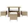 Conjunto de Comedor de Jardín de 4 Piezas con Cojines Beige de Ratán y Acacia | Foro24.es | Tu tienda online para hogar, jardín y más Foro24.es