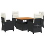 Set de muebles jardín 5 pzas con cojines ratán sintético negro en Conjuntos de jardín | Comprar online en Foru.es