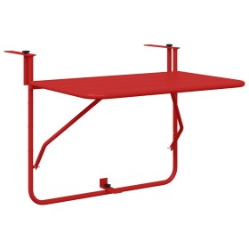 Mesa de balcón plegable roja 60x40 cm de acero de , Mesas de jardín - Ref: Foro24-42008078, Precio: 49,66 €, Descuento: %