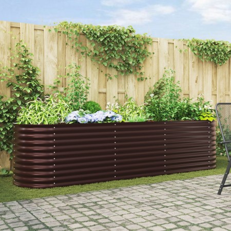 Huerto Elevado para Jardín Marrón 320x80x81 cm de Acero Galvanizado de , Maceteros y jardineras - Ref: Foro24-42008133, Preci...