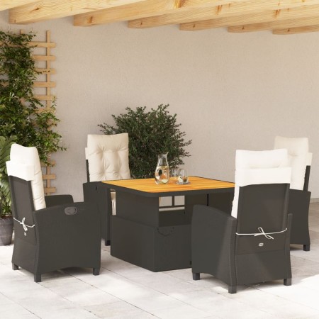 Set de muebles jardín 5 pzas con cojines ratán sintético negro en Conjuntos de jardín | Comprar online en Foru.es