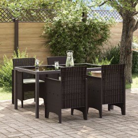 Silla de Jardín Set de 4 Marrón con cojín crema de , Sillas de jardín - Ref: Foro24-847477, Precio: 142,93 €, Descuento: %