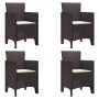 Silla de Jardín Set de 4 Marrón con cojín crema de , Sillas de jardín - Ref: Foro24-847477, Precio: 142,93 €, Descuento: %