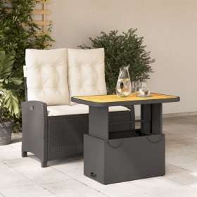 Set comedor de jardín 2 pzas con cojines ratán sintético negro en Conjuntos de jardín | Comprar online en Foru.es