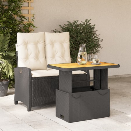 Set comedor de jardín 2 pzas con cojines ratán sintético negro en Conjuntos de jardín | Comprar online en Foru.es
