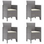 Silla de jardín Conjunto de 4 Gris claro con cojines de crema de , Sillas de jardín - Ref: Foro24-847487, Precio: 150,31 €, D...