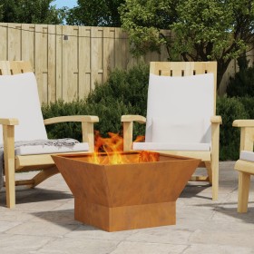 Fogata Cuadrada Marrón 60x60x35 cm de acero envejecido de , Chimeneas - Ref: Foro24-858911, Precio: 64,77 €, Descuento: %
