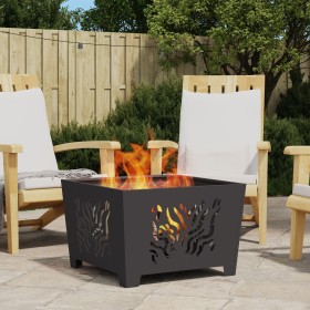 Fogata Cuadrada Negra 60x60x40 cm Acero de , Chimeneas - Ref: Foro24-858914, Precio: 76,71 €, Descuento: %