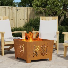 Fuego Hoguera Cuadrada 60x60x40 cm Acero Resistente a la Intemperie de , Chimeneas - Ref: Foro24-858915, Precio: 69,44 €, Des...