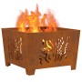 Fuego Hoguera Cuadrada 60x60x40 cm Acero Resistente a la Intemperie de , Chimeneas - Ref: Foro24-858915, Precio: 69,44 €, Des...