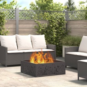 Chimenea de Jardín Cuadrada Negra 80x80x30 cm de Acero de , Chimeneas - Ref: Foro24-858928, Precio: 113,06 €, Descuento: %
