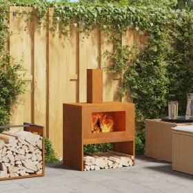 Hoguera con Chimenea 60x40x96 cm Acero envejido de , Chimeneas - Ref: Foro24-858935, Precio: 95,11 €, Descuento: %
