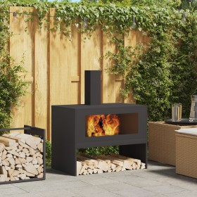 Hogar de Fuego con Chimenea Negro 80x50x96 cm Acero de , Chimeneas - Ref: Foro24-858936, Precio: 135,16 €, Descuento: %