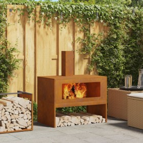 Hoguera con Chimenea 80x50x96 cm Acero Envejecido de , Chimeneas - Ref: Foro24-858937, Precio: 122,43 €, Descuento: %