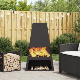 Hoguera con Almacenamiento de Leña Negra 60x35x100 cm Acero de , Chimeneas - Ref: Foro24-858938, Precio: 112,58 €, Descuento: %