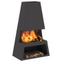 Hoguera con Almacenamiento de Leña Negra 60x35x100 cm Acero de , Chimeneas - Ref: Foro24-858938, Precio: 112,58 €, Descuento: %