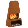 Hoguera con Almacenamiento de Troncos 60x35x100 cm Acero Resistente a la Intemperie de , Chimeneas - Ref: Foro24-858939, Prec...