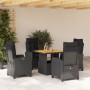 Set de muebles jardín 5 pzas con cojines ratán sintético negro en Conjuntos de jardín | Comprar online en Foru.es
