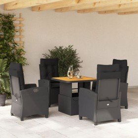 Set de muebles jardín 5 pzas con cojines ratán sintético negro en Conjuntos de jardín | Comprar online en Foru.es