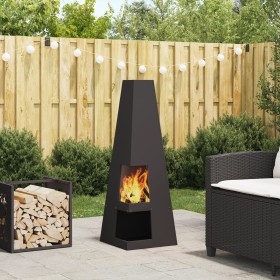 Hoguera con Almacenamiento para Troncos Negro 35x35x100 cm Acero de , Chimeneas - Ref: Foro24-858946, Precio: 93,70 €, Descue...