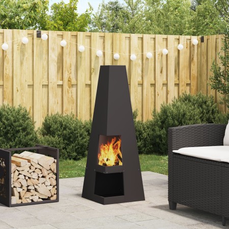 Hoguera con Almacenamiento para Troncos Negro 35x35x100 cm Acero de , Chimeneas - Ref: Foro24-858946, Precio: 93,70 €, Descue...