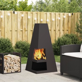 Hoguera con Almacenamiento para Troncos Negra 50x50x100 cm Acero de , Chimeneas - Ref: Foro24-858948, Precio: 124,85 €, Descu...