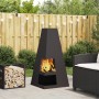 Hoguera con Almacenamiento para Troncos Negra 50x50x100 cm Acero de , Chimeneas - Ref: Foro24-858948, Precio: 124,85 €, Descu...