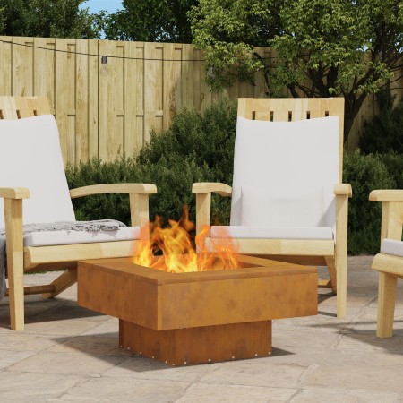 Hoguera cuadrada 60x60x30 cm de acero resistente a la intemperie de , Chimeneas - Ref: Foro24-858955, Precio: 83,54 €, Descue...