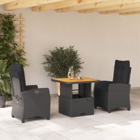 Set comedor de jardín 3 pzas con cojines ratán sintético negro en Conjuntos de jardín | Comprar online en Foru.es