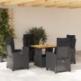 Set de muebles jardín 5 pzas con cojines ratán sintético negro en Conjuntos de jardín | Comprar online en Foru.es