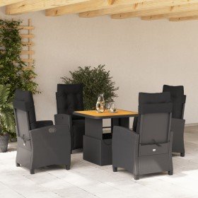 Set de muebles jardín 5 pzas con cojines ratán sintético negro en Conjuntos de jardín | Comprar online en Foru.es
