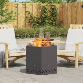 Hoguera Sin Humo Hexagonal Negra 58x58x51 cm Acero de , Chimeneas - Ref: Foro24-858980, Precio: 114,24 €, Descuento: -5%%