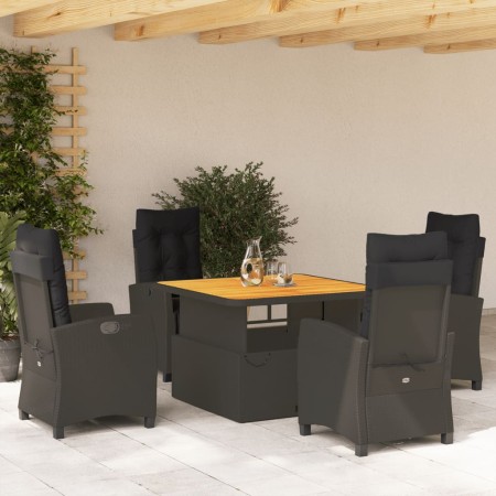 Set de muebles jardín 5 pzas con cojines ratán sintético negro en Conjuntos de jardín | Comprar online en Foru.es