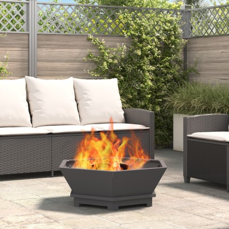 Fogón Hexagonal Negro 75x75x28 cm Acero de , Chimeneas - Ref: Foro24-858996, Precio: 105,89 €, Descuento: %