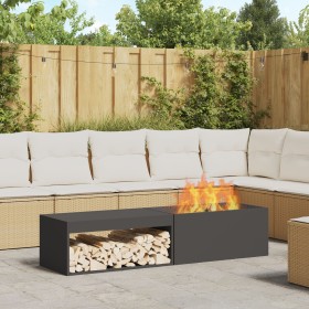 Hoguera con Almacenamiento para Troncos Negro 160x45x35 cm Acero de , Chimeneas - Ref: Foro24-859002, Precio: 176,87 €, Descu...