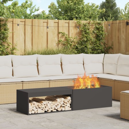 Hoguera con Almacenamiento para Troncos Negro 160x45x35 cm Acero de , Chimeneas - Ref: Foro24-859002, Precio: 176,87 €, Descu...